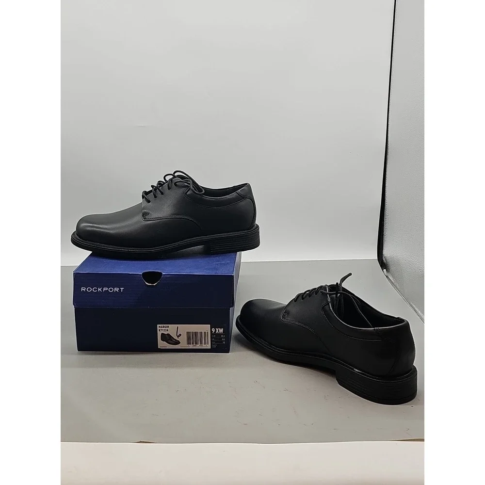 Rockport Men's Margin Oxford‎ Dress Shoe Black Size 9XW New
